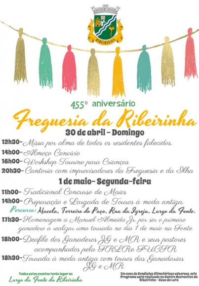 Festejos do 455.&ordm; Anivers&aacute;rio da Freguesia da Ribeirinha - 30 de abril e 1 de maio de 2023
